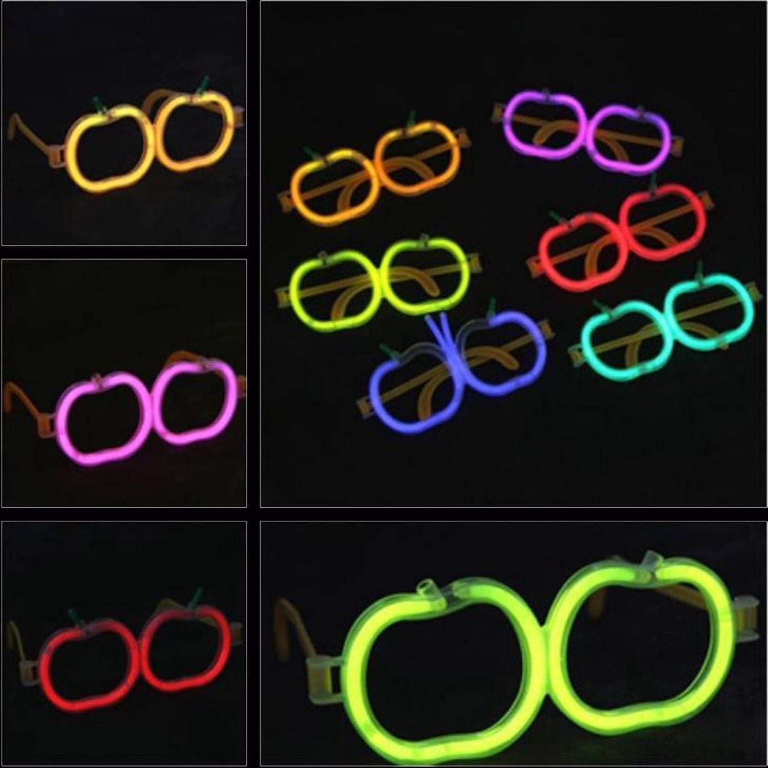Glow Elma Gözlük - Glow Partisi Gözlüğü - Glow Gözlük 12 Adet