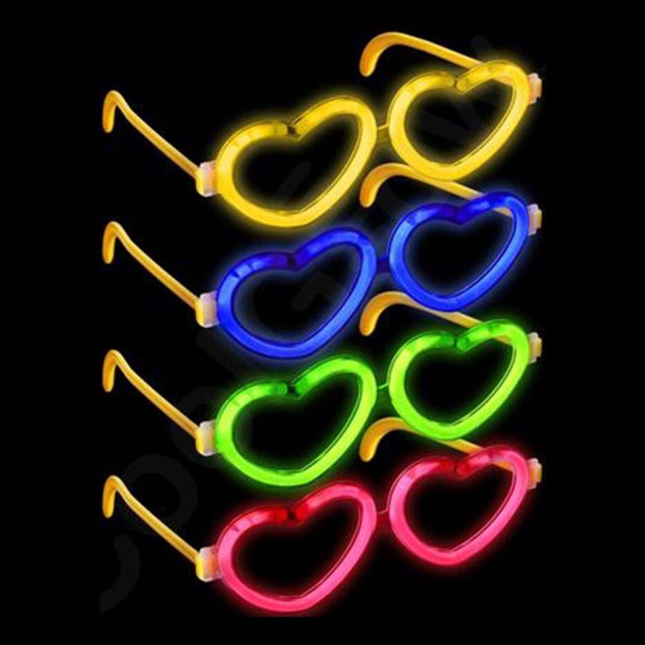 Glow Kalpli Fosforlu Gözlük 6’lı Renkli Set – Neon Parti
