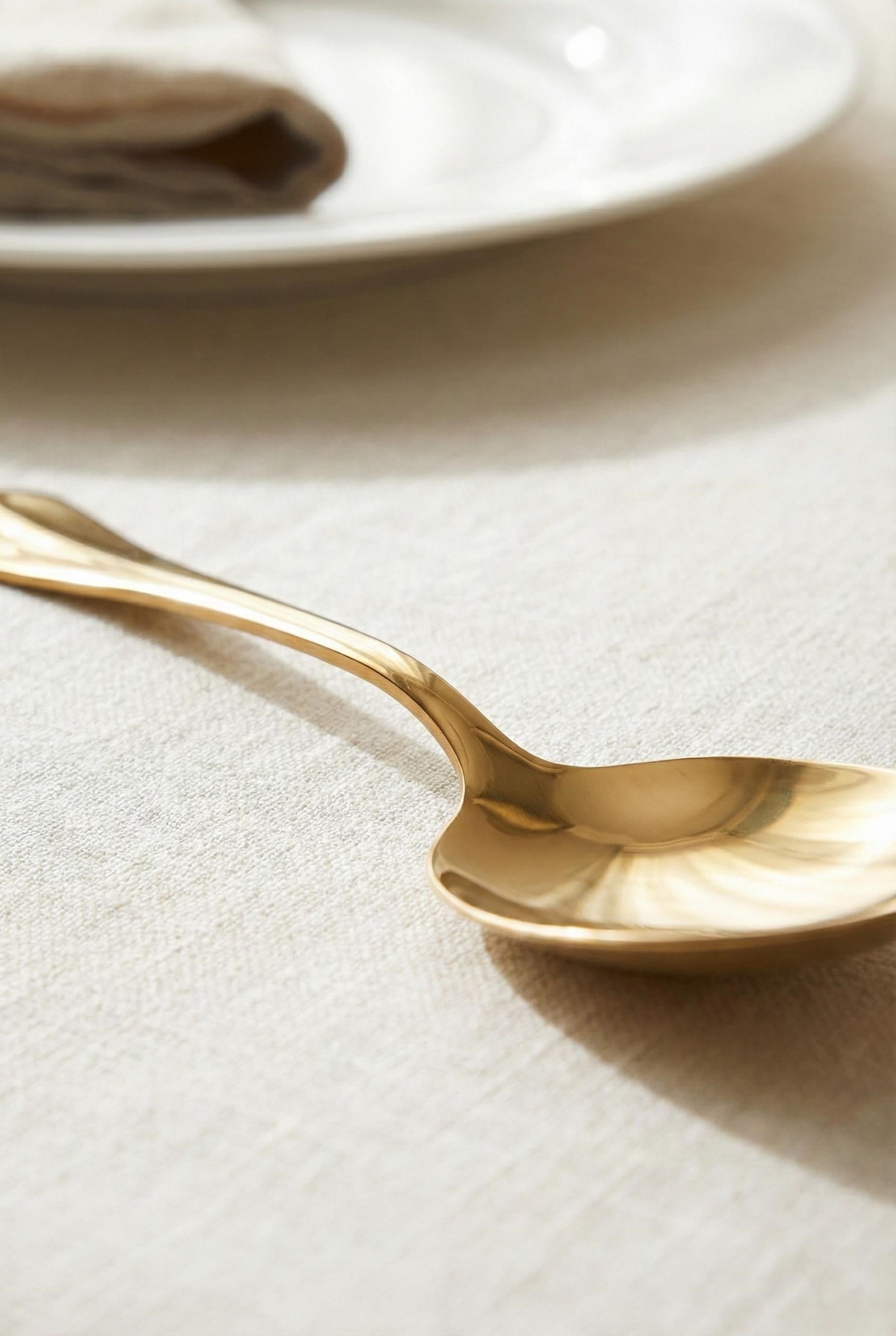 Gold Büyük Boy Paslanmaz Çelik Servis Kaşığı & Profesyonel Sunum Gereci 25 cm
