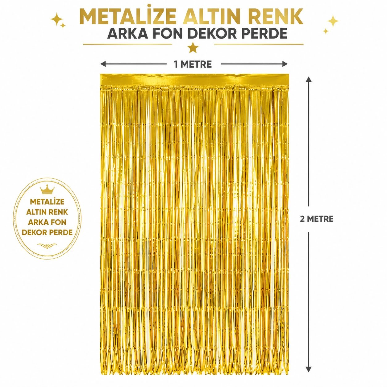 Gold Metalize Parti Perdesi 100x200 cm ? Kapı ve Arka Fon Perdesi