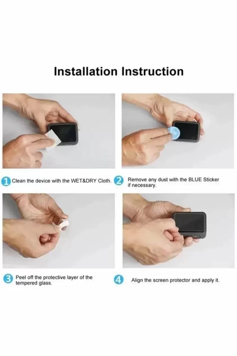 Gopro Hero 9 10 11 12 Tamperli 3 Parça Kırılmaz Cam Ekran Koruyucu