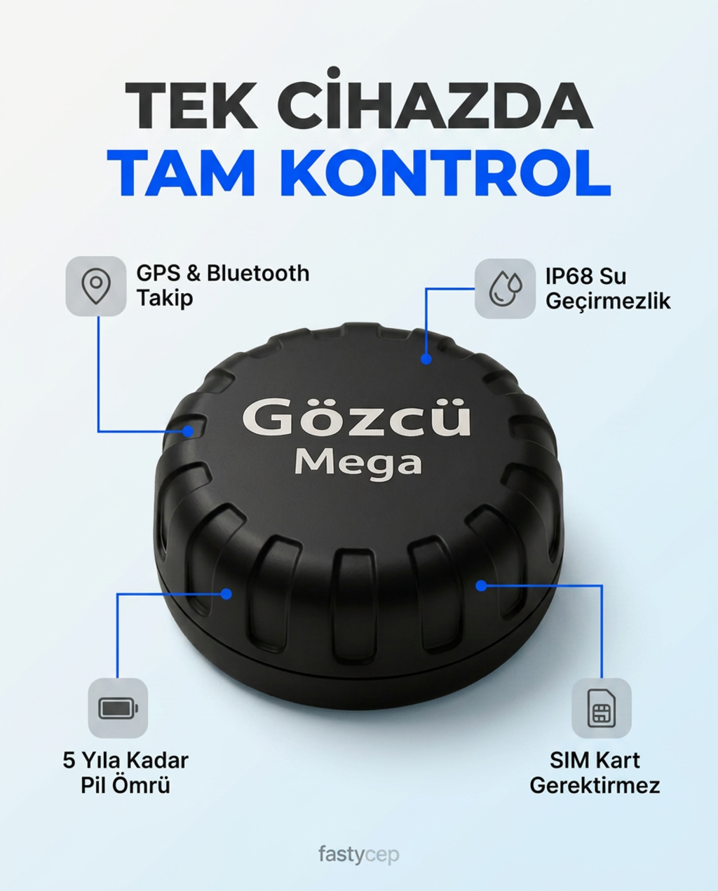 Gözcü Mega (SIM Kart gerektirmez, IP68, 5 Yıl Pil)