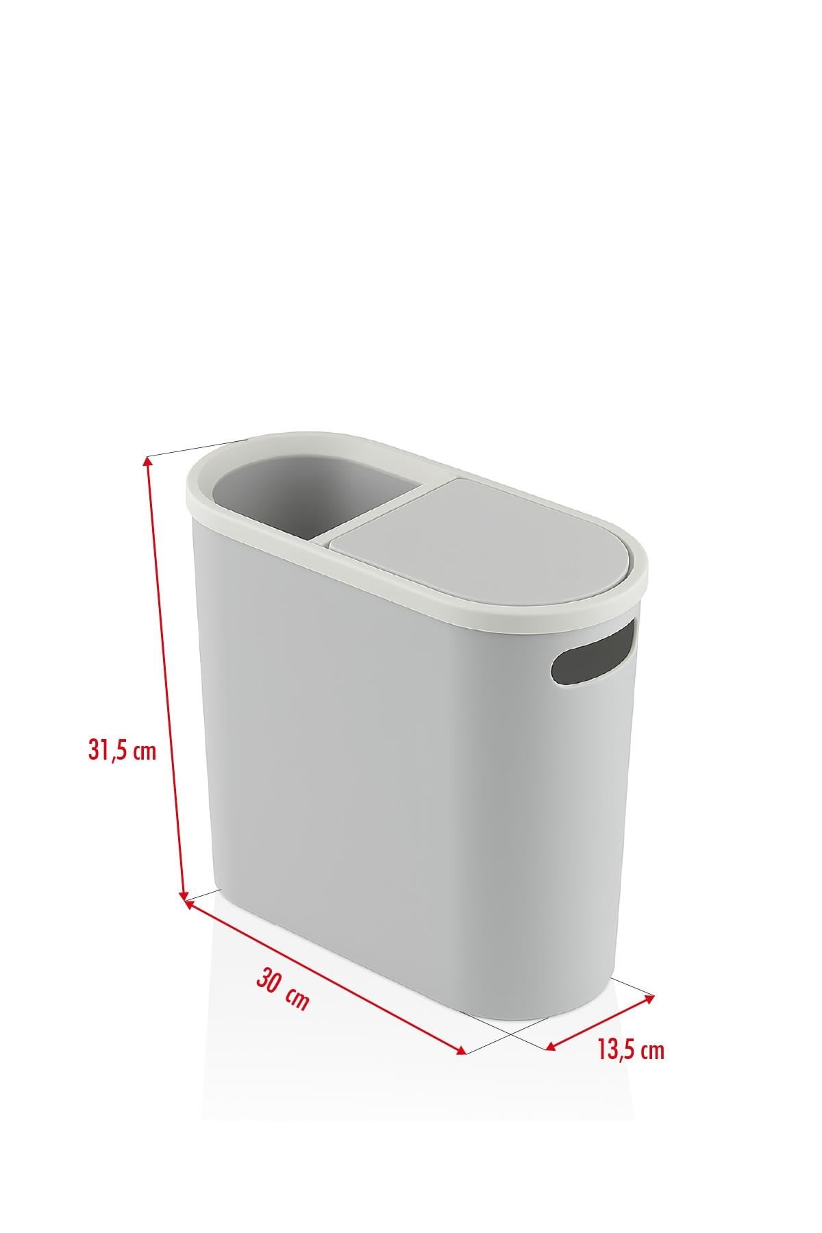 Gri Kapaklı WC Kağıtlıklı Çöp Kovası & Ofis Çöp Kovası 10 Lt