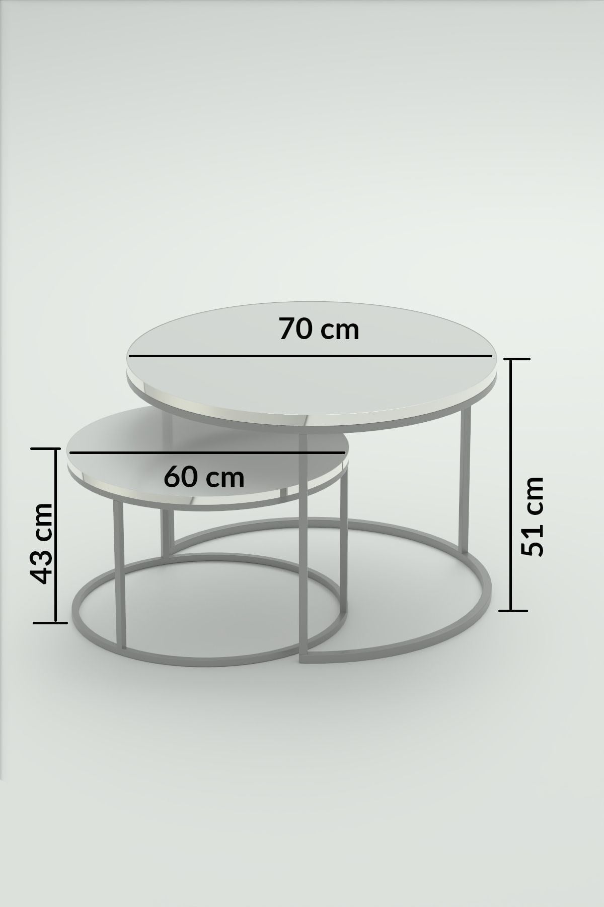 Gümüş Metal Orta Sehpa Ceviz 2'li