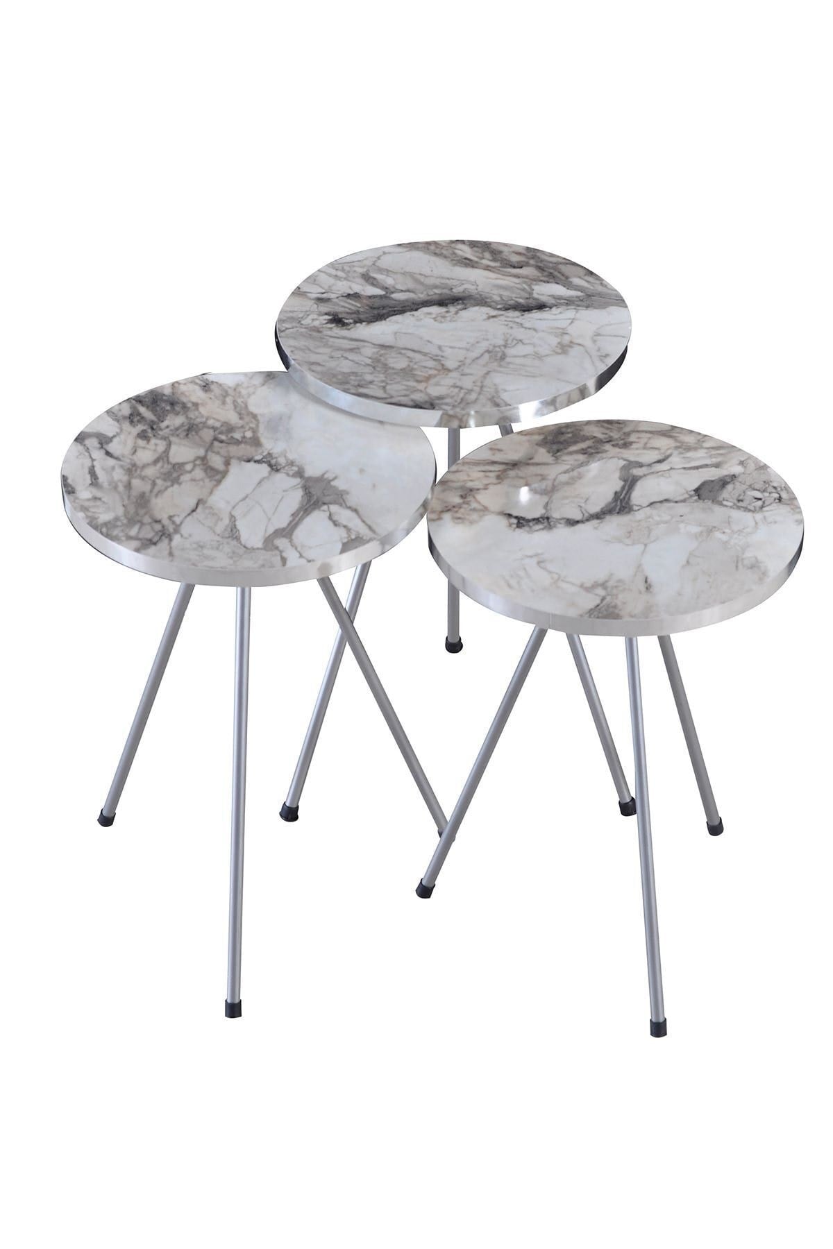 Gümüş Metal Zigon Efes Beyaz 3'lü