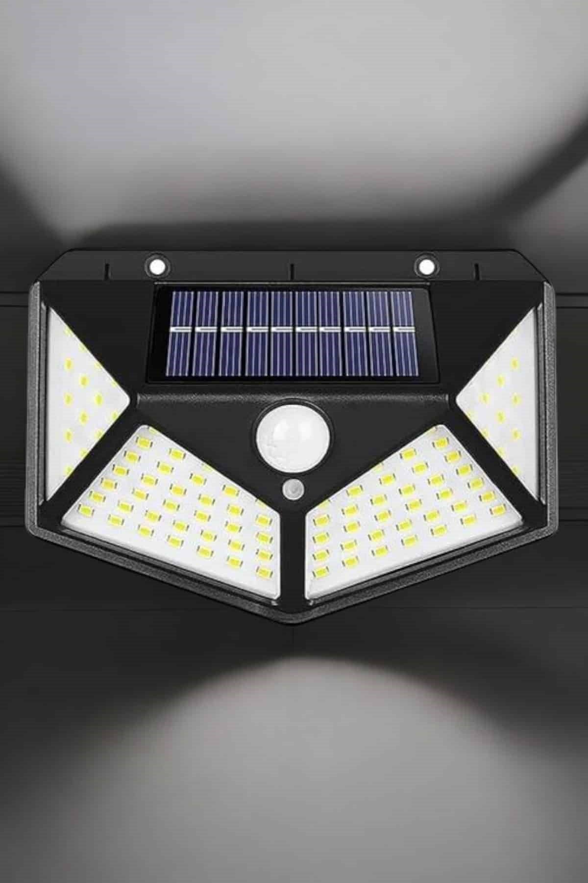 Güneş Enerjili Bahçe Aydınlatma Lambası Solar 100 Led Lamba