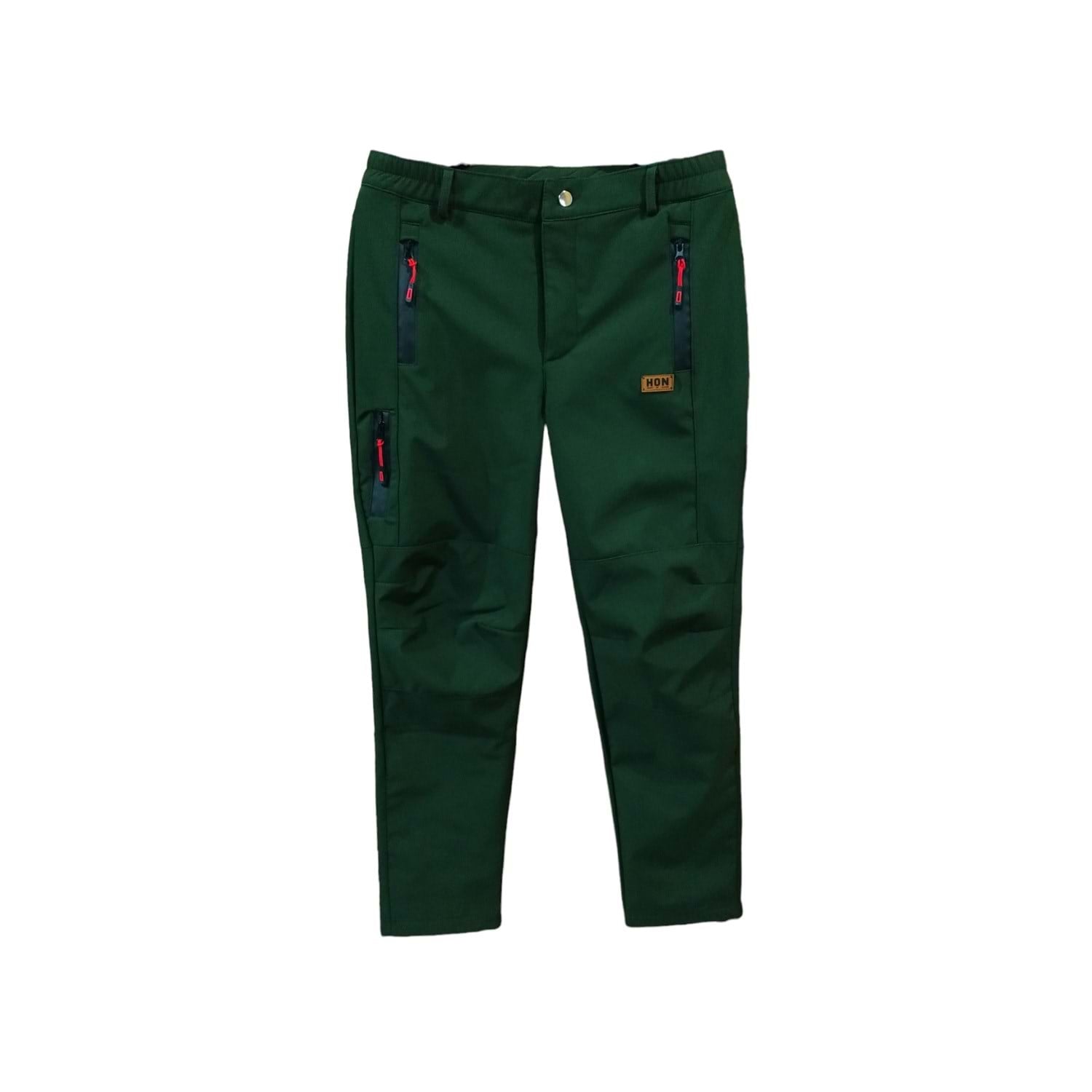 Haki Yeşil Softshell Pantalon İçi Polarlı Gizli Fermuarlı - XL