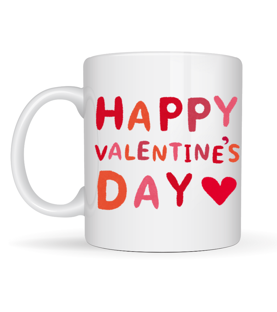 Happy Valentine’s Day Kupa – Model 4 Sevgililer Günü Hediyesi - Aşk Temalı Porselen Kupa - Sevgiliye Özel Tasarım