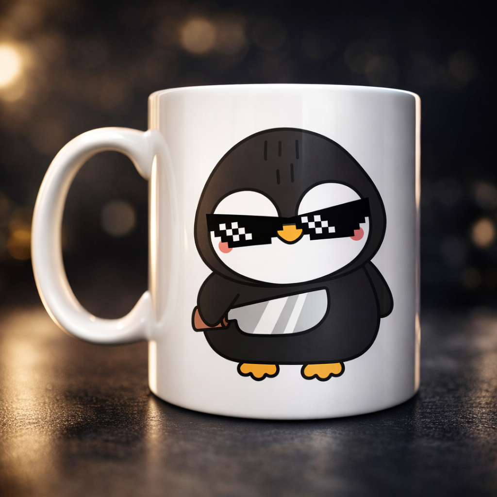 Havalı Penguen Tasarımlı Porselen Kupa MODEL 88 – Eğlenceli, Cool & Enerjik Kahve Kupası
