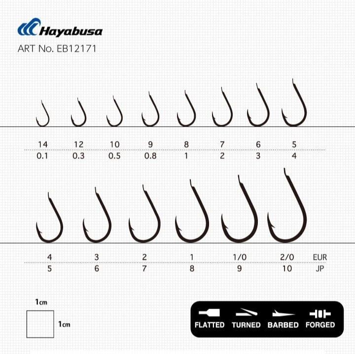 Hayabusa HCHN 121 Kısa Pala Dövme Olta İğnesi 15li Paket Black Nikel - NO-7