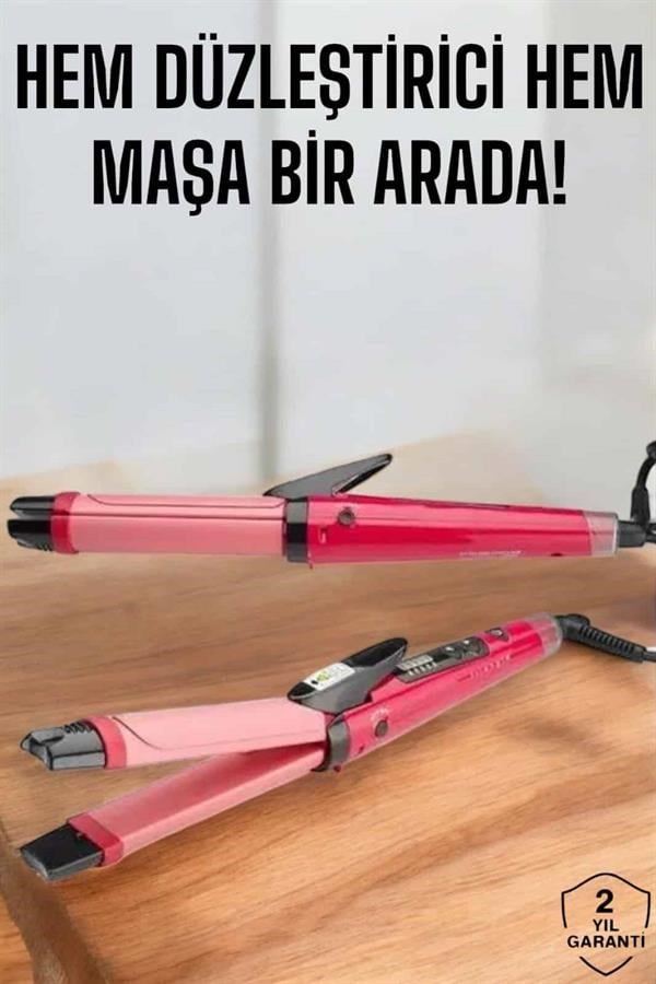 Hem Düzleştirici Hem Maşa Saç Şekillendirici