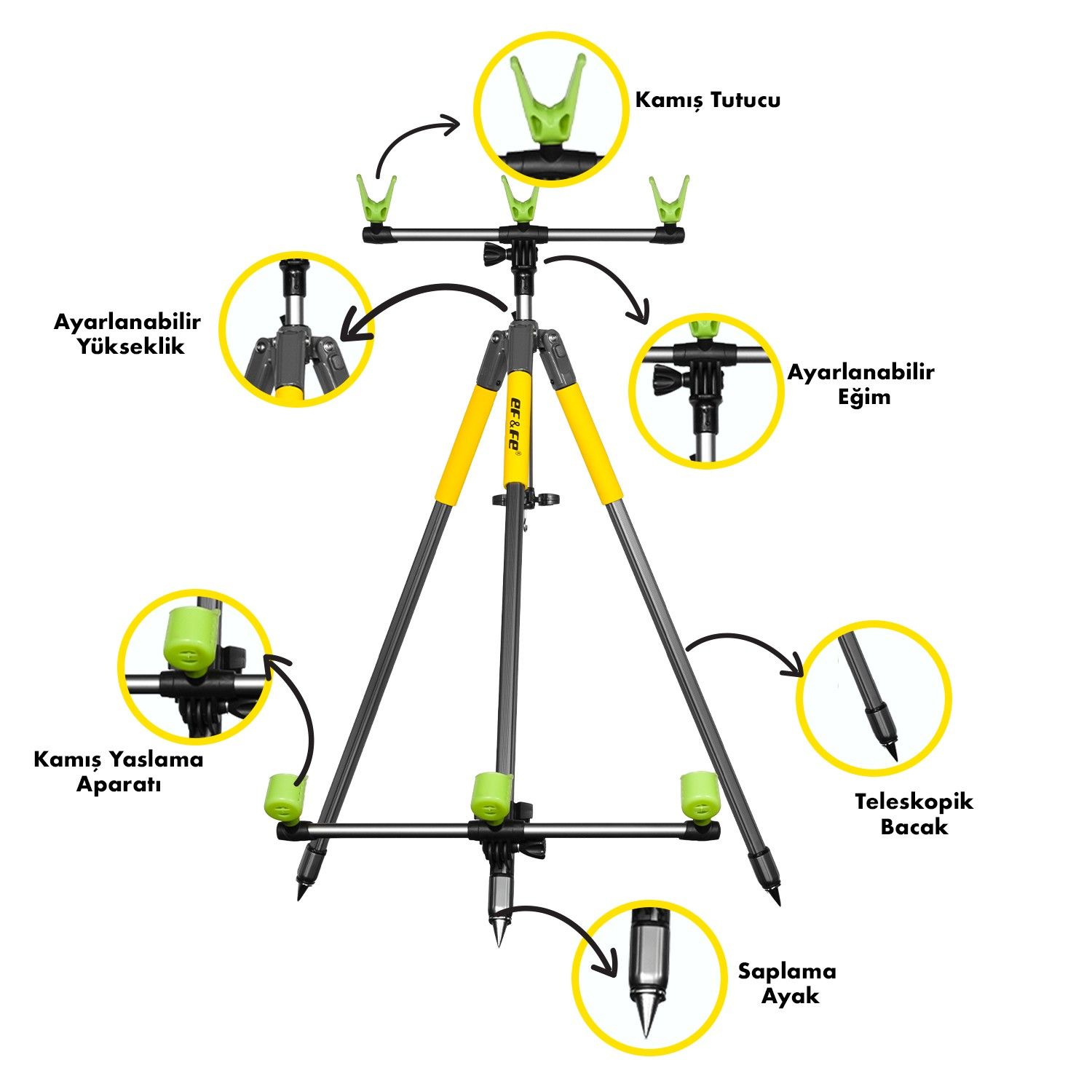 HG283 Effe Kamış Ayağı Surf Tripod 3 Olta Kapasiteli Surf Kamış Sehpası