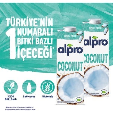 Hindistan Cevizi Sütü 2x1 L Vegan Laktozsuz Besin