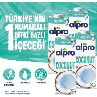 Hindistan Cevizi Sütü 4x1 L Vegan Laktozsuz Besin