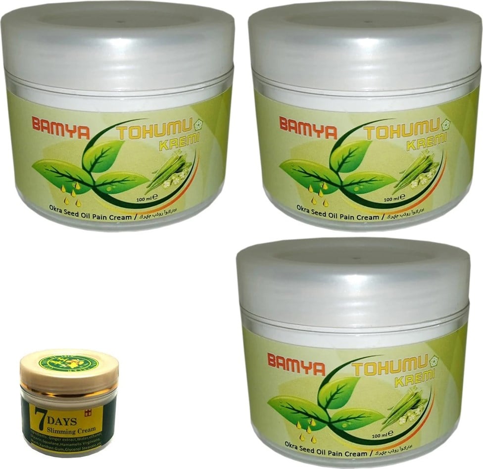 Hintohu Bamya Tohumu Kremi Vücut Sızıları Için Krem 100 ml x 3 / 7days Slimming Cream Vücut Bakım Kremi 100 ml