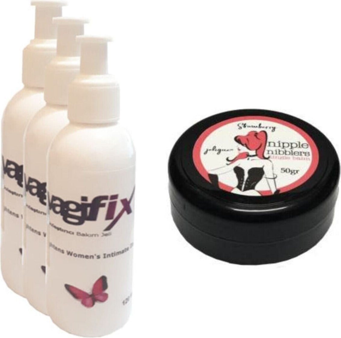 Hintohu Nipple Nibblers Tingle Balm 50ML Çilekli Göğüs Bakım Kremi 3 Adet Genital Bakım Kremi 120 M