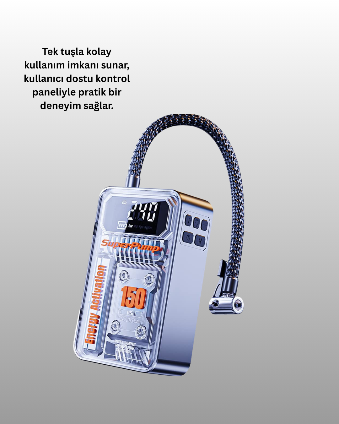 Hızlı Şişirme Güçlü Motorlu 150 PSI Araba Lastik Pompası