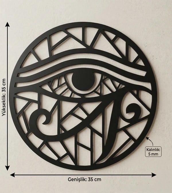 Horus Gözü Duvar Tablosu MDF Lazer Kesim Geometrik Modern Duvar Süsü Eye of Horus Dekor