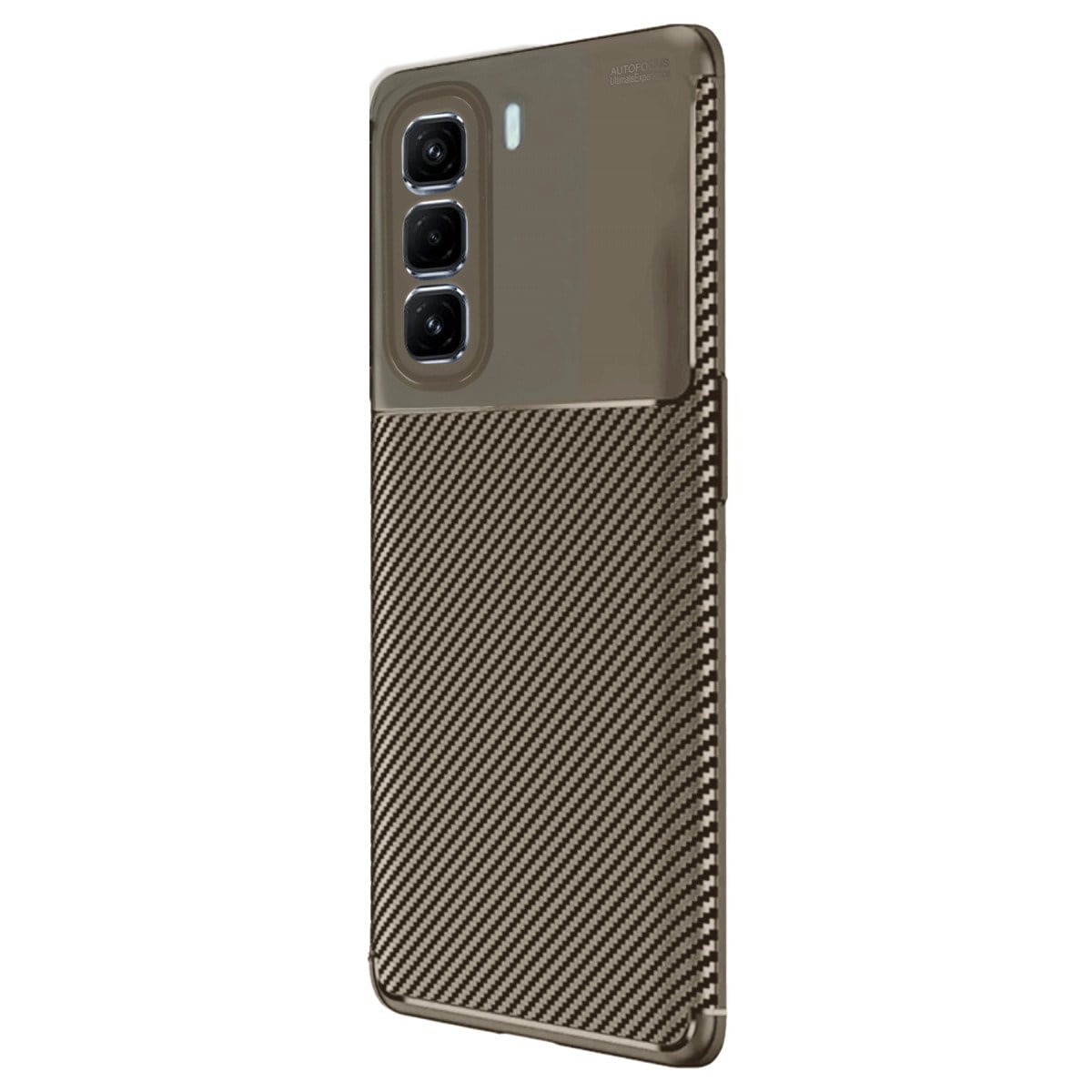 Hot 50 4G Kılıf Auto Focus Karbon Kapak - Kahverengi