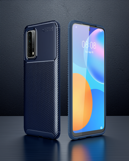 Huawei P Smart 2021 Kılıf Auto Focus Karbon Kapak - Lacivert