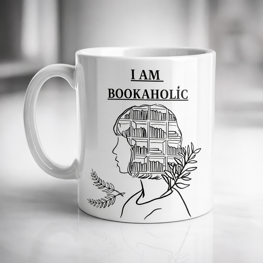 I Am Bookaholic Yazılı Kitap Temalı Kupa Model 213 Baskılı Seramik Kahve Kupası