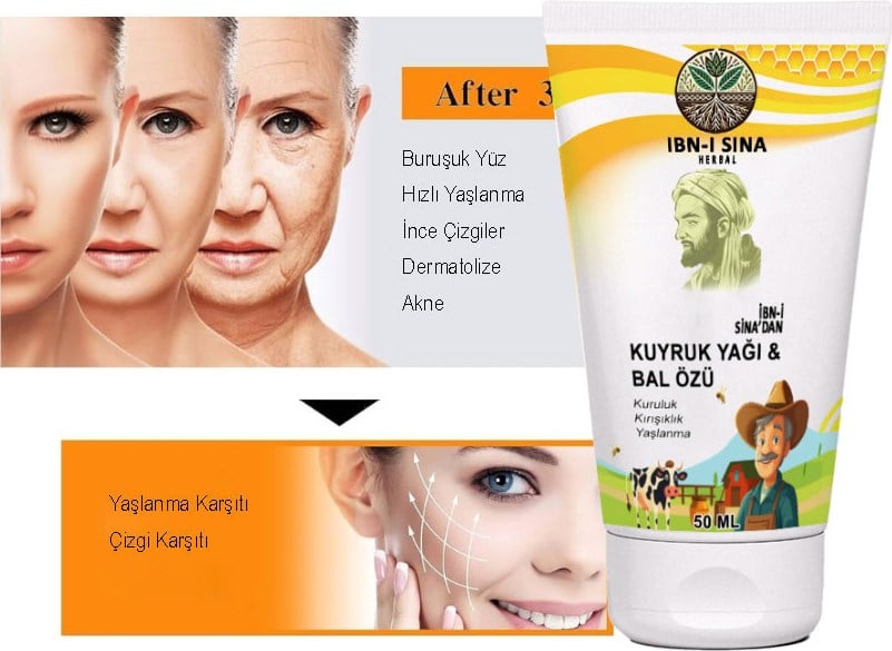 Ibn-I Sina Kuyruk Yağı & Bal Özlü Cildinize ve Yüzünüze Bakım Kremi 50 ml 2 Adet