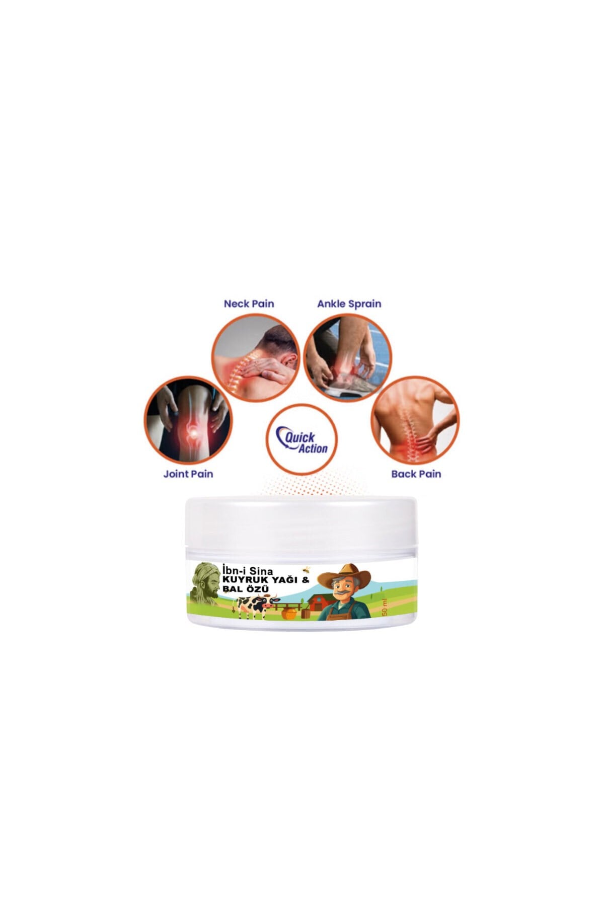 İbn-i Sina Vücudunuza Teskin Edici Kuyruk Yağı&Bal Özü Bakım Kremi 50 ml x 2 ad + Çörek Otu Yağ ile