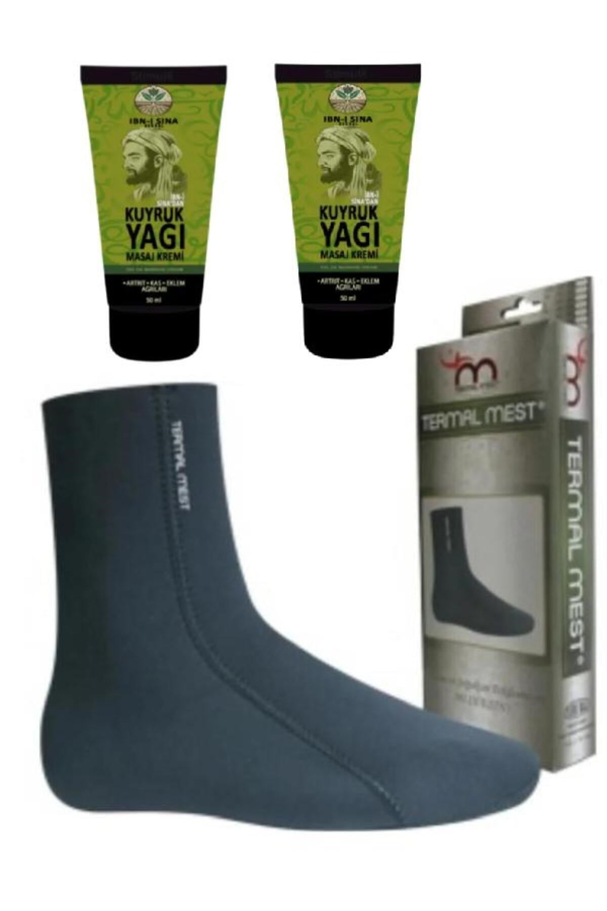 İbni Sina Kuyruk Yağı Masaj Kremi 2 X 50 ml Su ve Isı geçirmeyen Mest Çorap (XL)