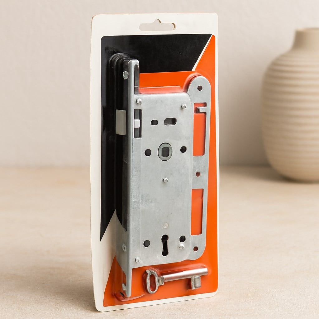 İç Kapı Gömme Kilit 40 mm - Çelik Gövde Pirinç/Nikel