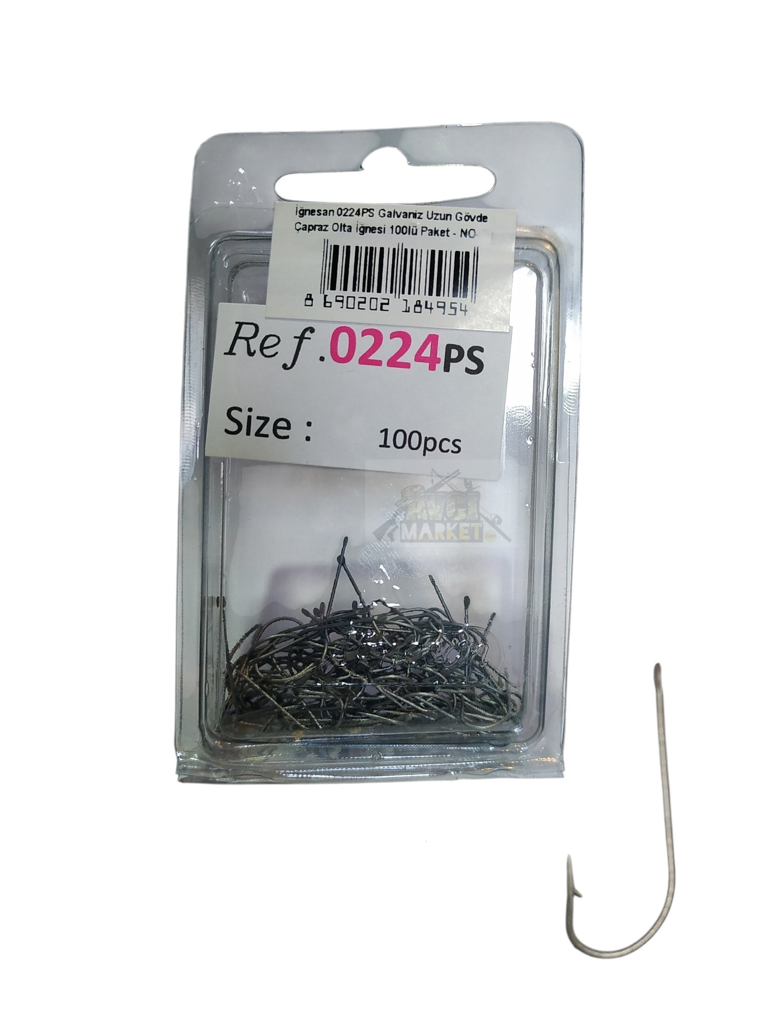 İğnesan 0224PS Galvaniz Uzun Gövde Çapraz Olta İğnesi 100lü Paket - NO-2