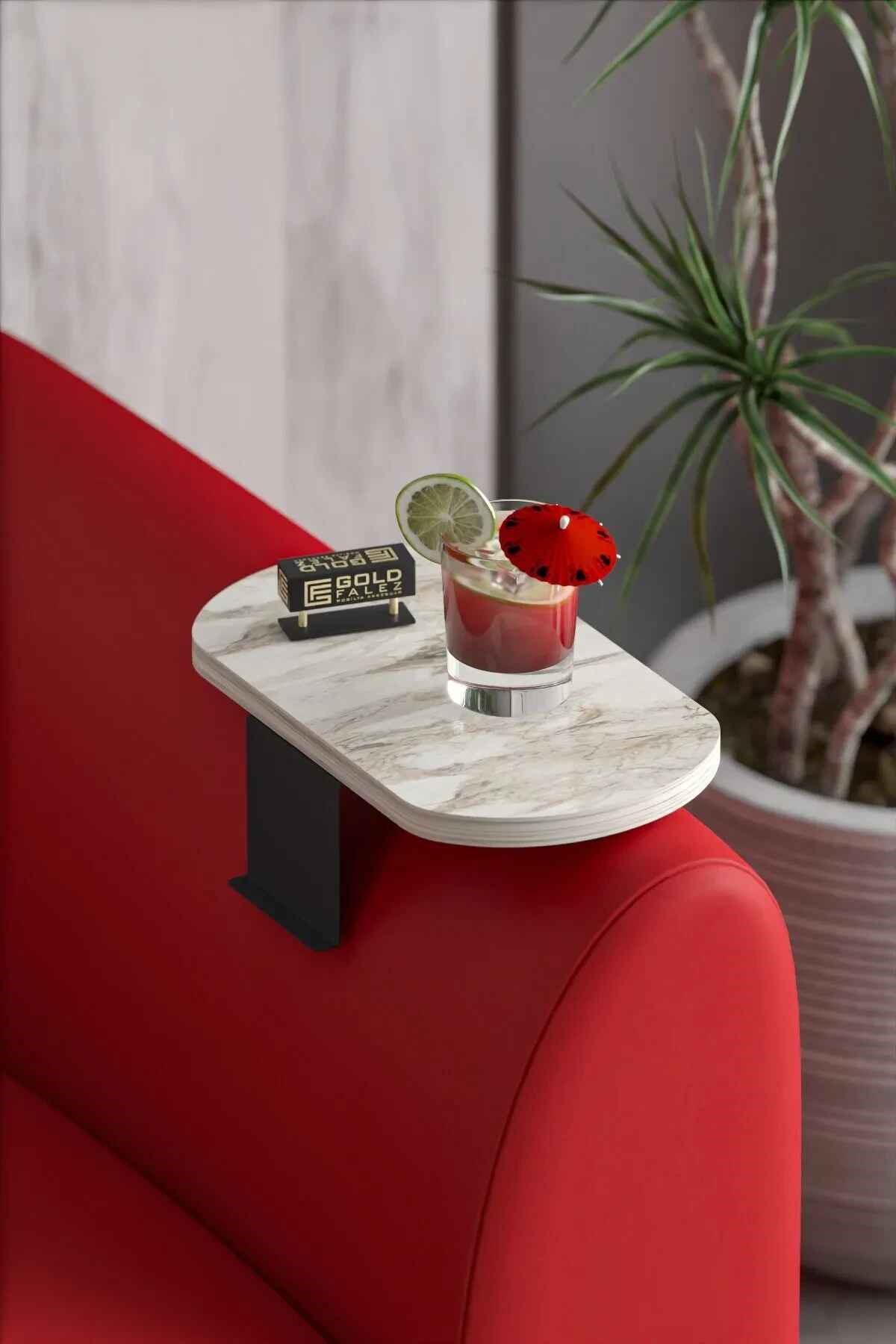 Ikili (2 Adet) Yan Sehpa Ayarlanabilir Tepsi Dekoratif Modern Tepsi Oval