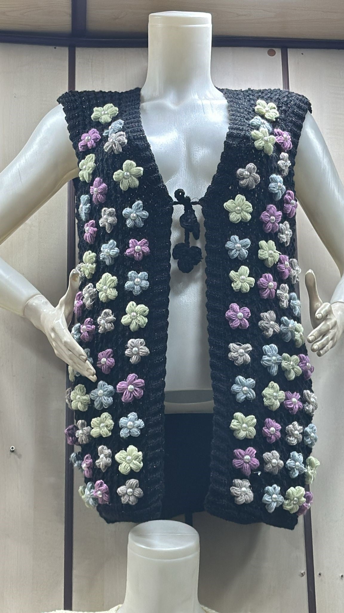 İncili elişi papatyalı yeni model gelin yeleği