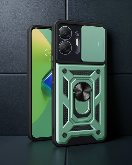 İnfinix Hot 30 5g Kılıf Pars Lens Yüzüklü Silikon - Yeşil