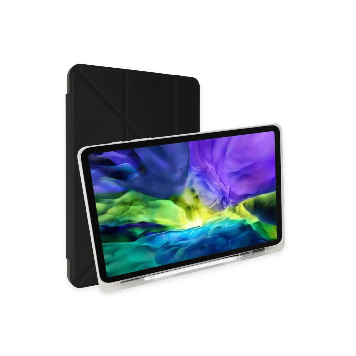 iPad 10.2 (8.nesil) Kılıf Kalemlikli Mars Tablet Kılıfı - Siyah