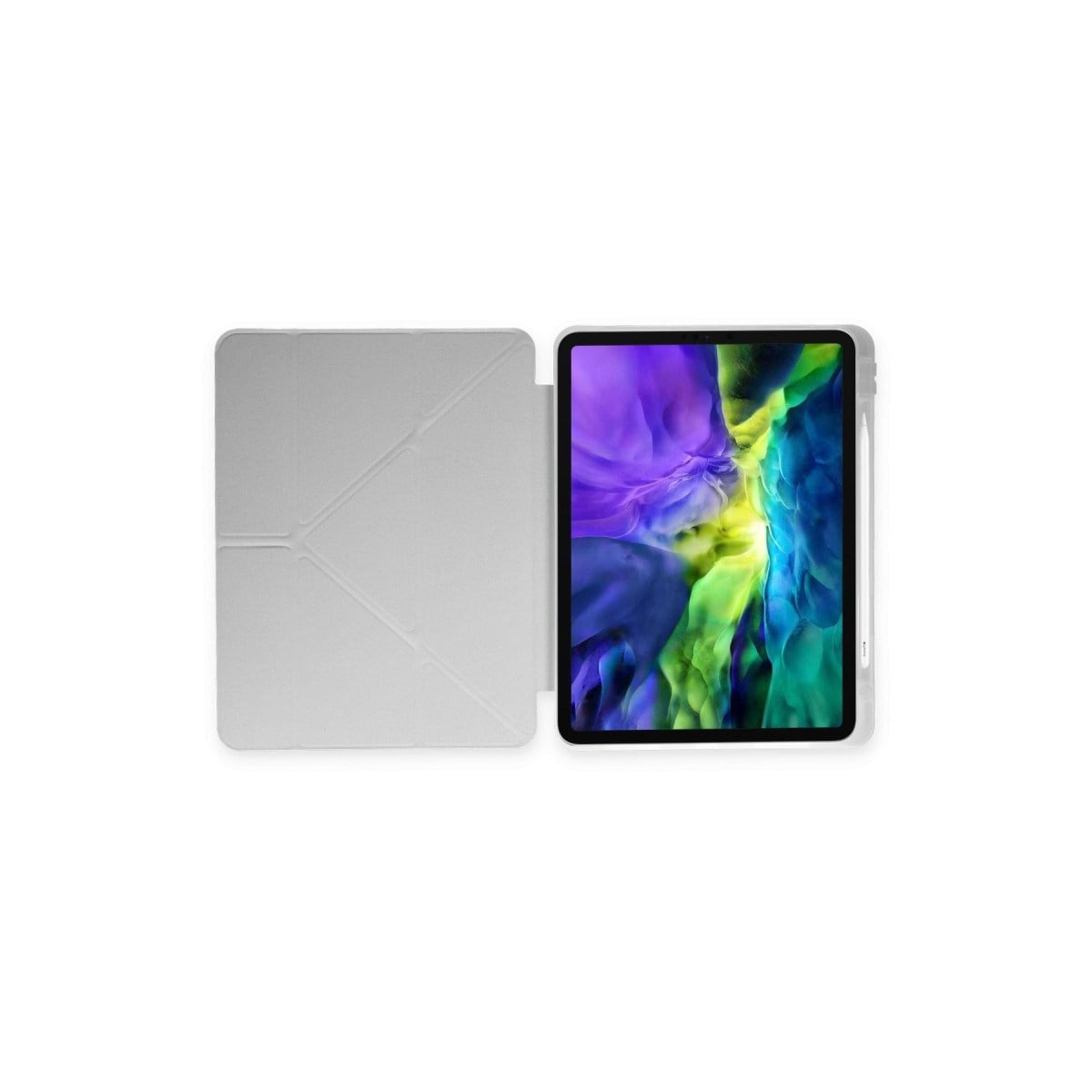 iPad 10.2 (8.nesil) Kılıf Kalemlikli Mars Tablet Kılıfı - Gri