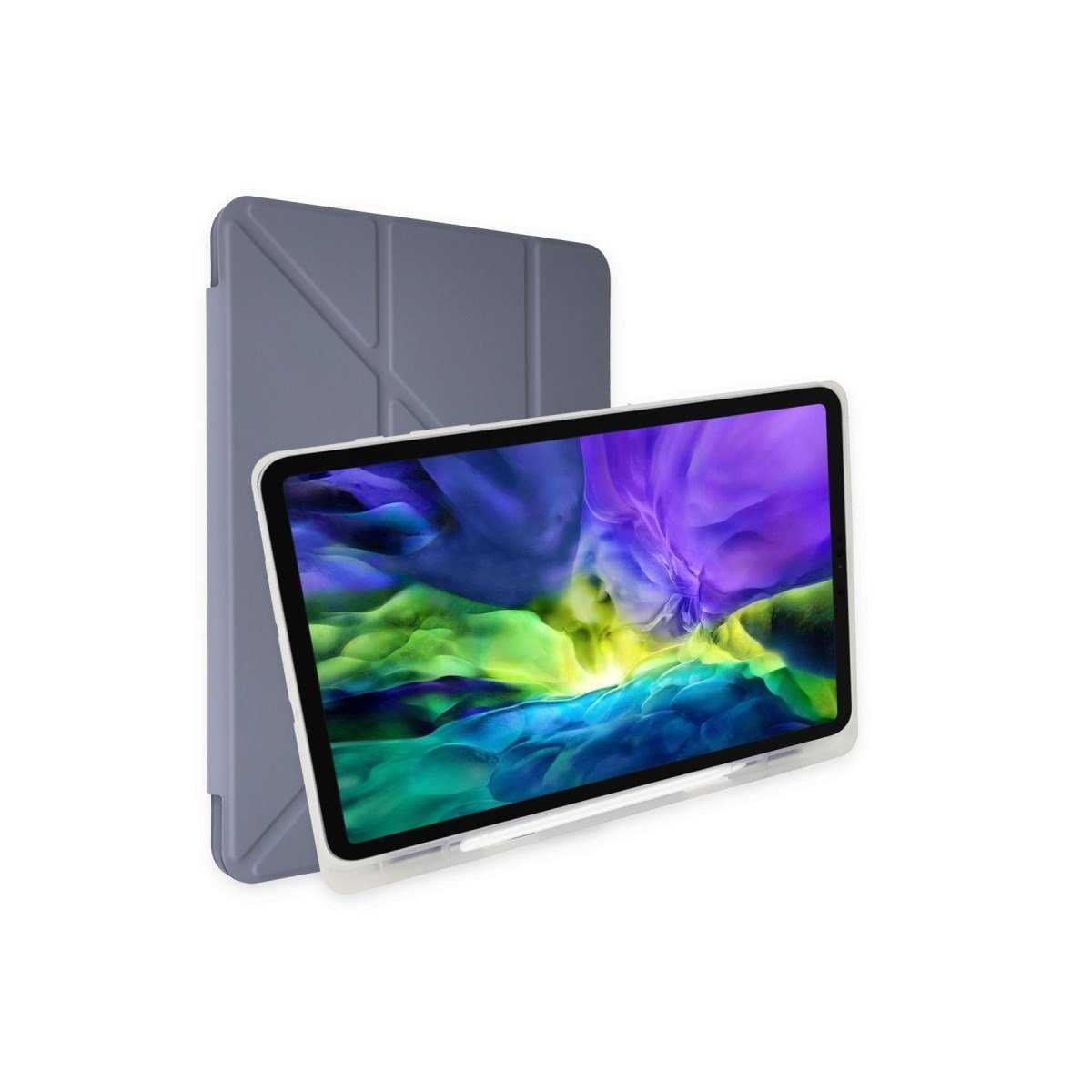 iPad 10.2 (8.nesil) Kılıf Kalemlikli Mars Tablet Kılıfı - Lavender