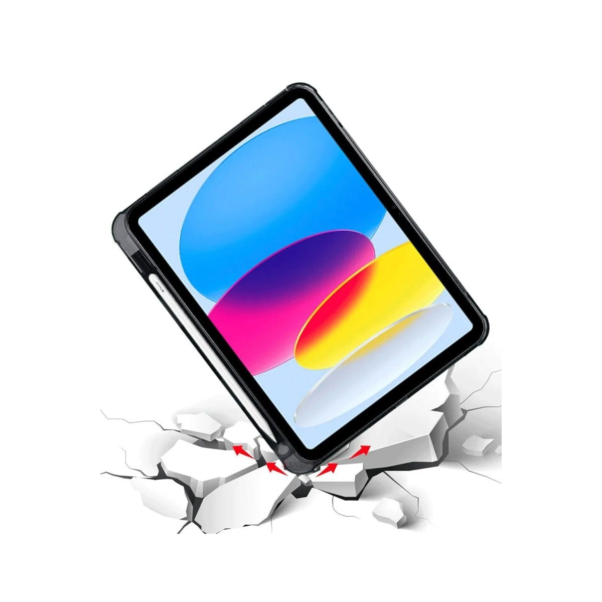 iPad 2022 10.9 (10.nesil) Kılıf Kalemlikli Mars Tablet Kılıfı - Siyah