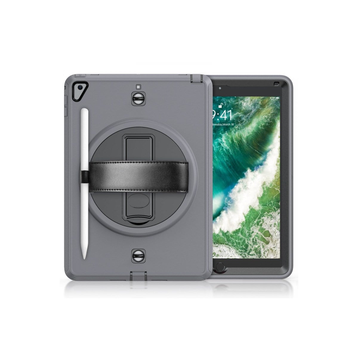 iPad 5 Air 9.7 Kılıf Strap-C Otterbox Tablet Kapak - Gri