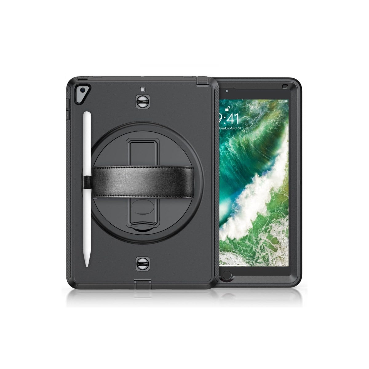 iPad 5 Air 9.7 Kılıf Strap-C Otterbox Tablet Kapak - Siyah