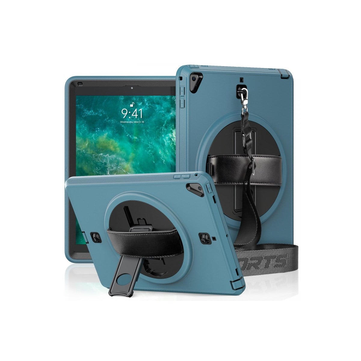 iPad 5 Air 9.7 Kılıf Strap-C Otterbox Tablet Kapak - Mavi