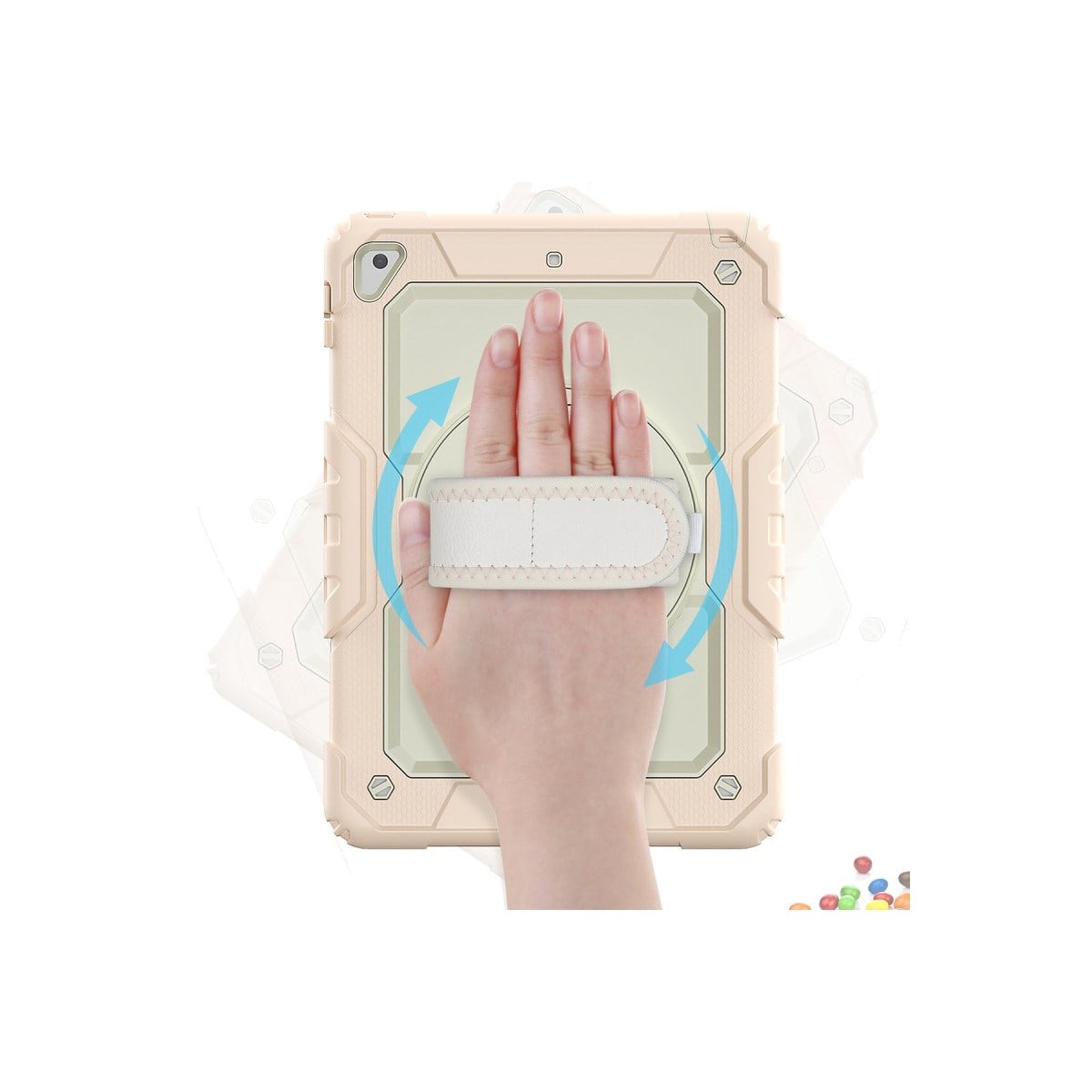 iPad 5 Air 9.7 Kılıf Strap New Tablet Kapak - Pembe