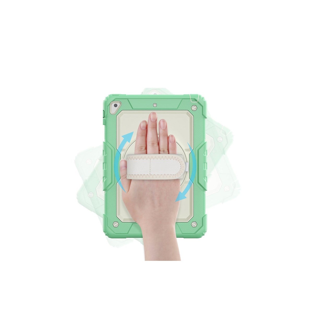 iPad 5 Air 9.7 Kılıf Strap New Tablet Kapak - Yeşil