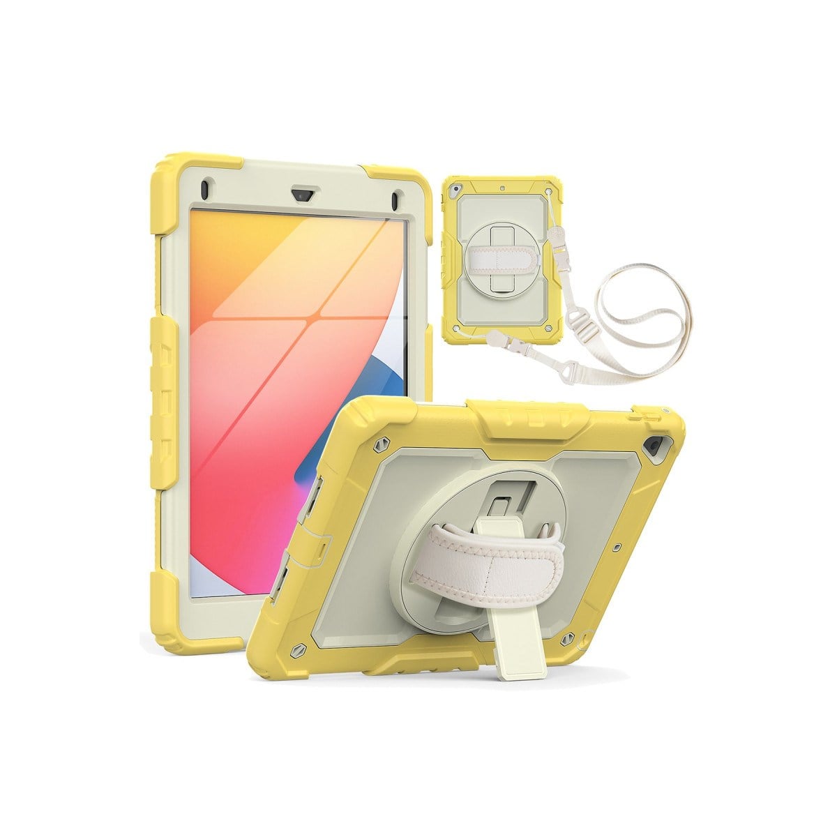 iPad 5 Air 9.7 Kılıf Strap New Tablet Kapak - Sarı