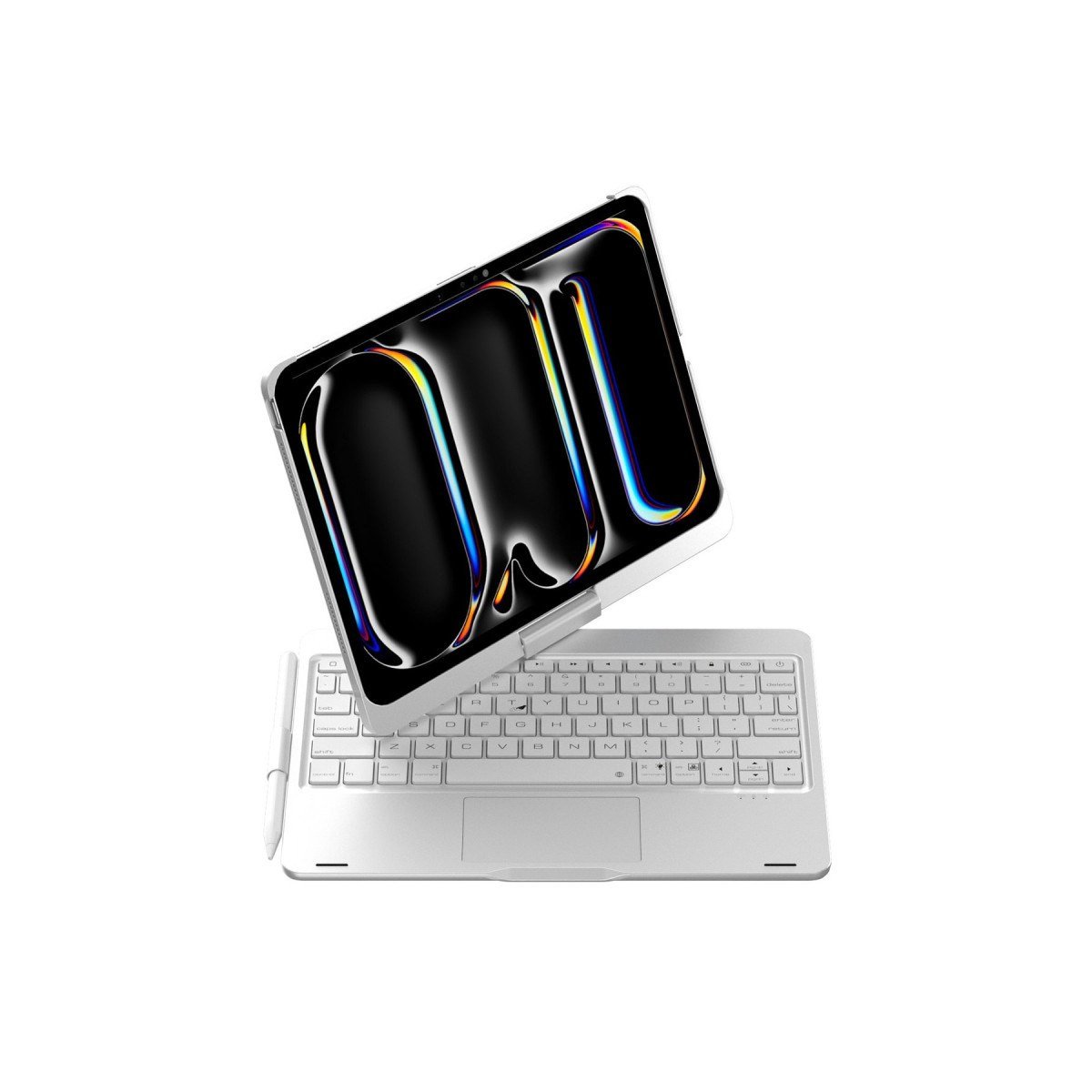 iPad Pro 11 (2024) F11 ATS Kılıf Magic Dönen Klavyeli Tablet Kılıf - Gümüş