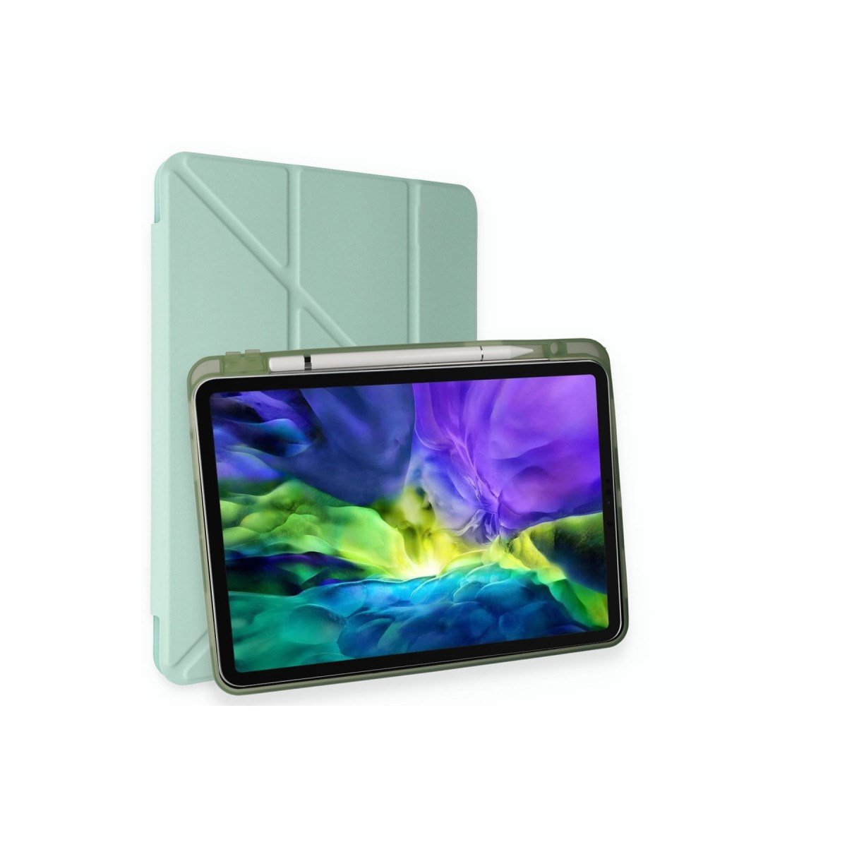 iPad Pro 11 (2024) Kılıf Kalemlikli Mars Tablet Kılıfı - Açık Yeşil