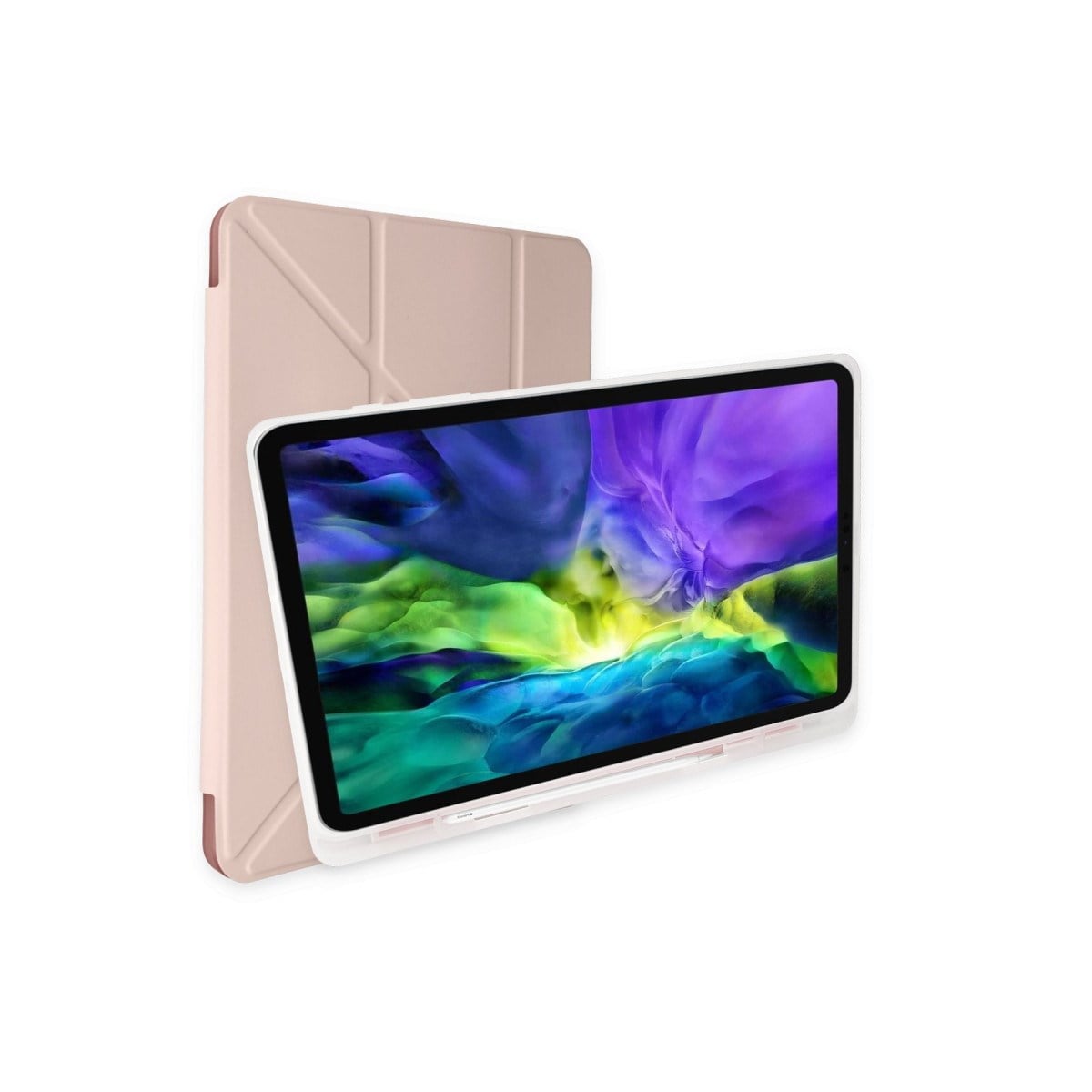 iPad Pro 12.9 (2021) Kılıf Kalemlikli Mars Tablet Kılıfı - Rose Gold