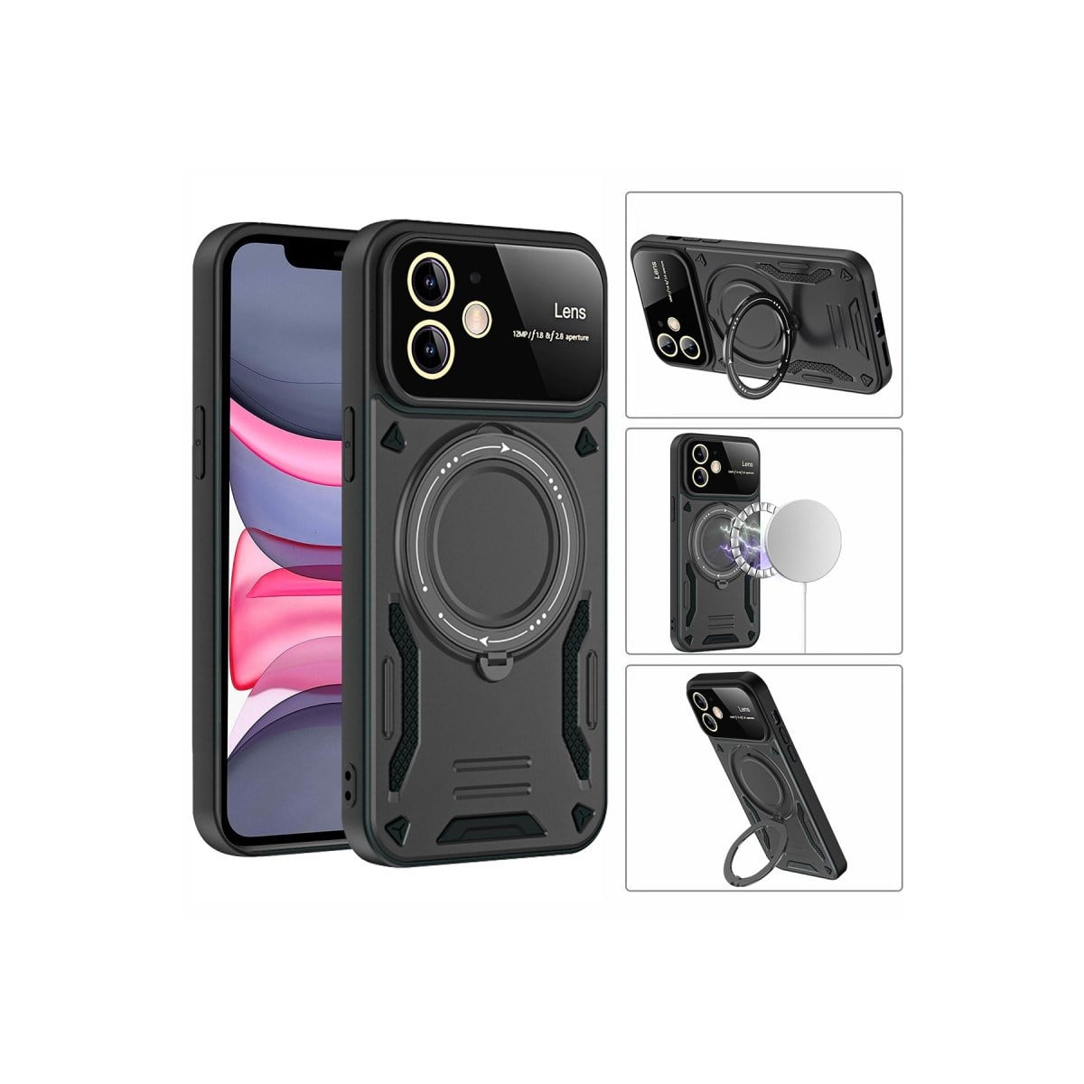 iPhone 11 Kılıf Joy Lens Standlı Kapak - Kırmızı