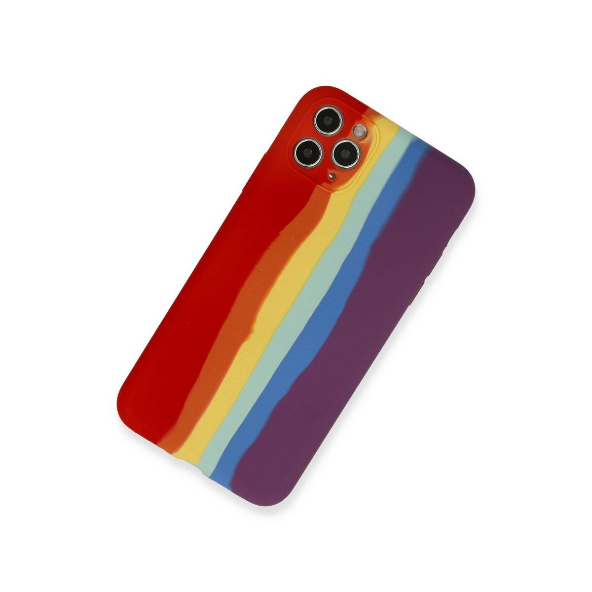 iPhone 11 Pro Kılıf Ebruli Lansman Silikon - Kırmızı-Mor