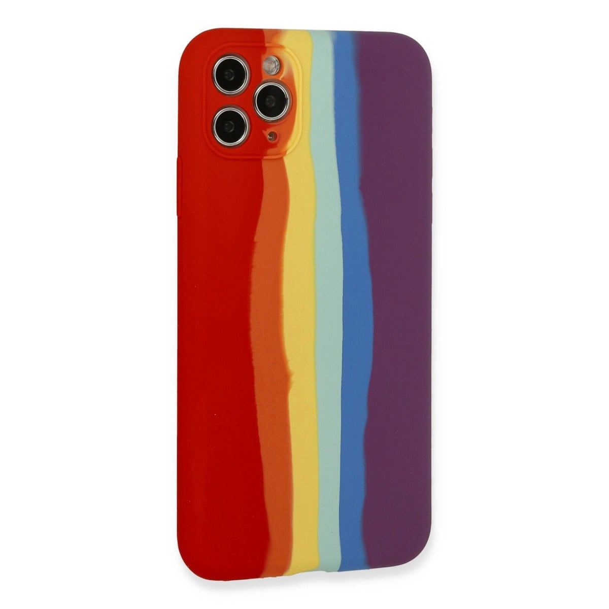 iPhone 11 Pro Kılıf Ebruli Lansman Silikon - Kırmızı-Mor