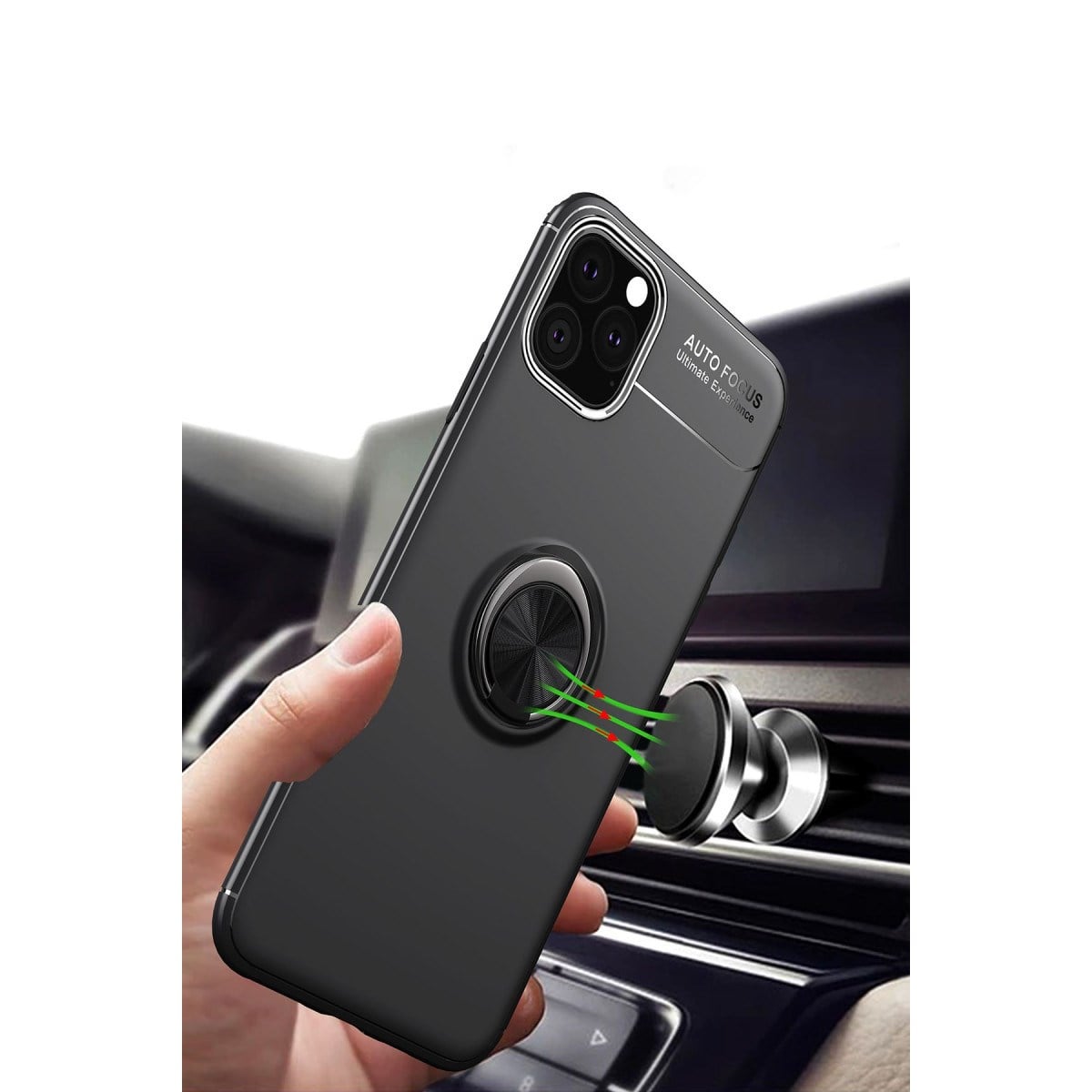iPhone 11 Pro Max Kılıf Range Yüzüklü Silikon - Kırmızı